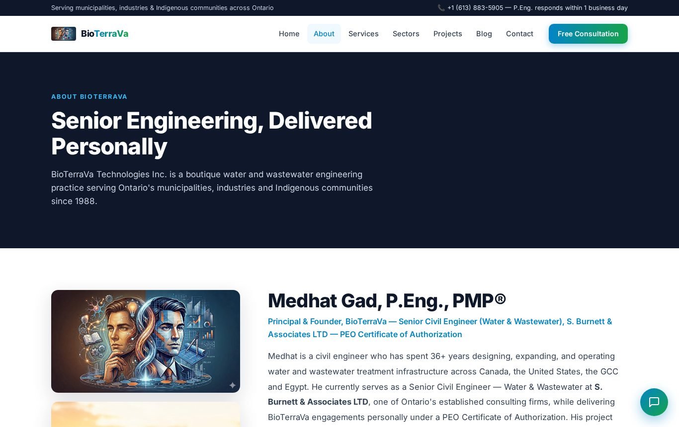 BioTerraVa engineering firm website, built by Nova Signal AI